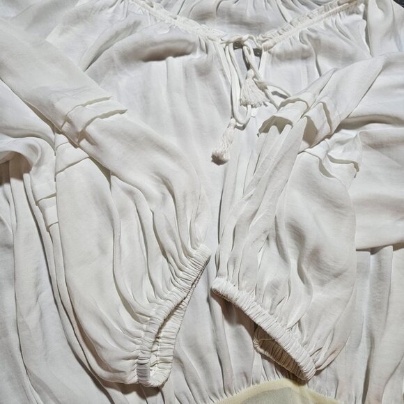 Free People NWT Women’s Ivory Peasant Bodysuit S  Boho Chic Academia, Poetcore - Picture 12 of 15